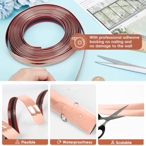 HASTHIP® 1 Roll Rose Gold Wall Molding Trim Apply in Table Edge Door Frame Baseboard Corner Guards Caulk Strip 9.84ft x 0.78in 3PCS HASTHIP® 1 Roll Rose Gold Wall Molding Trim Apply in Table Edge Door Frame Baseboard Corner Guards Caulk Strip 9.84ft x 0.78in 3PCS